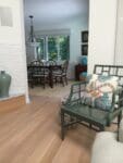 Select grade 5 inch plainsawn white oak mixed with select quarter and rift sawn white oak and finished with a white wash and matte oil. Floor #246.