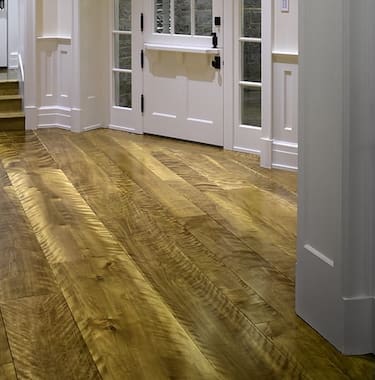 Sap and Heartwood Curly Birch Flooring
